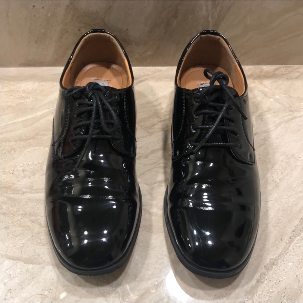 Black Patent Lace-Up Dress Shoes for kids